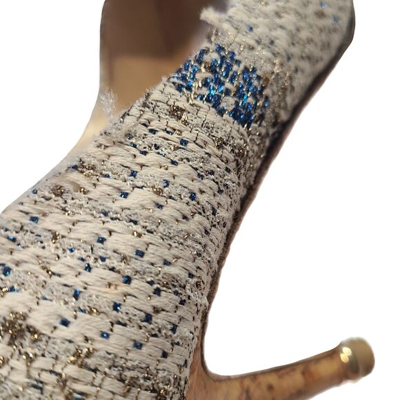 Chanel [Authentic] Metallic Tweed Rhinestone CC Closed Toe 3" Heels Size 6.5 - 7 - Picture 10 of 13
